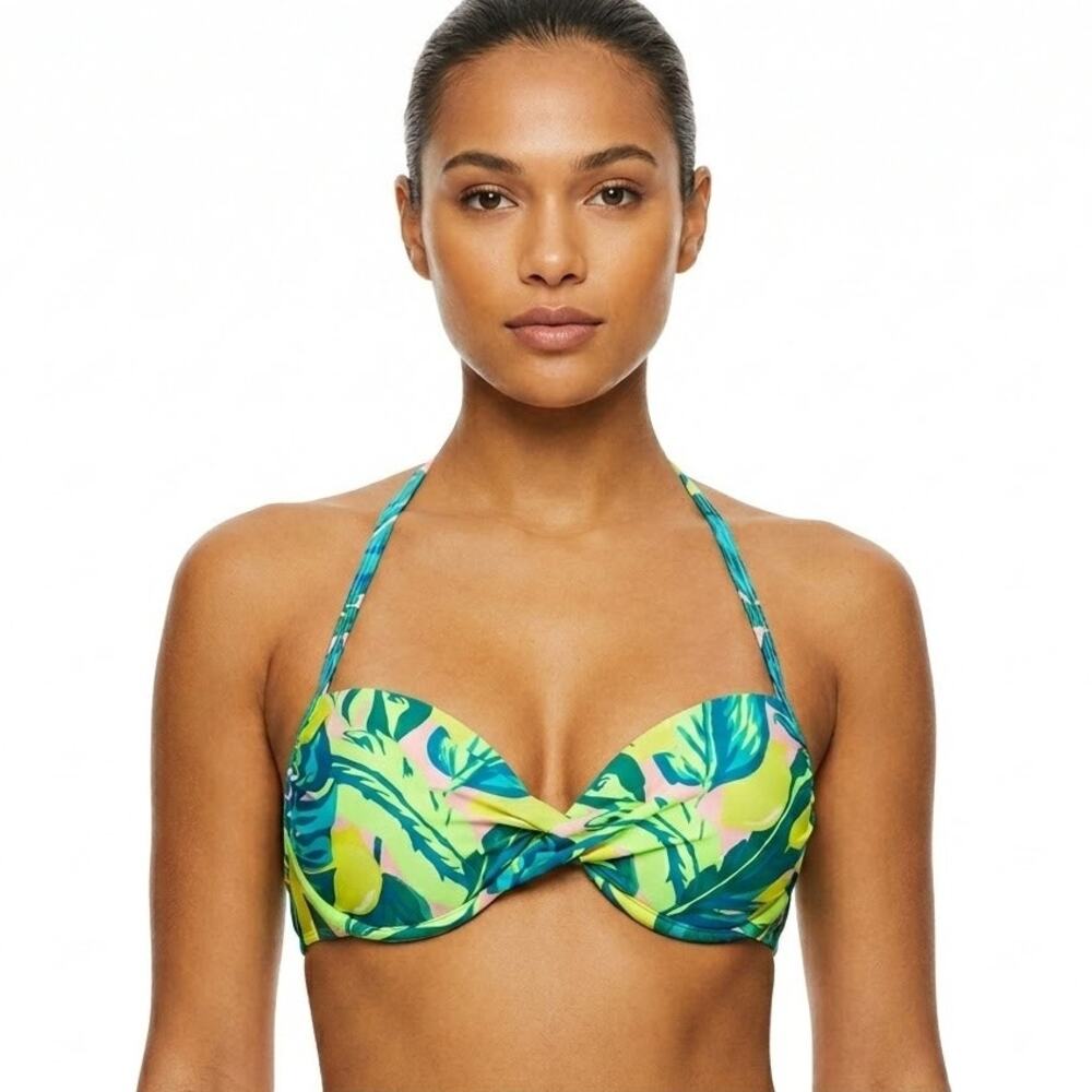 NWT Xhilaration Tropical Floral Twist Front Push Up Underwire Bikini Top Small S